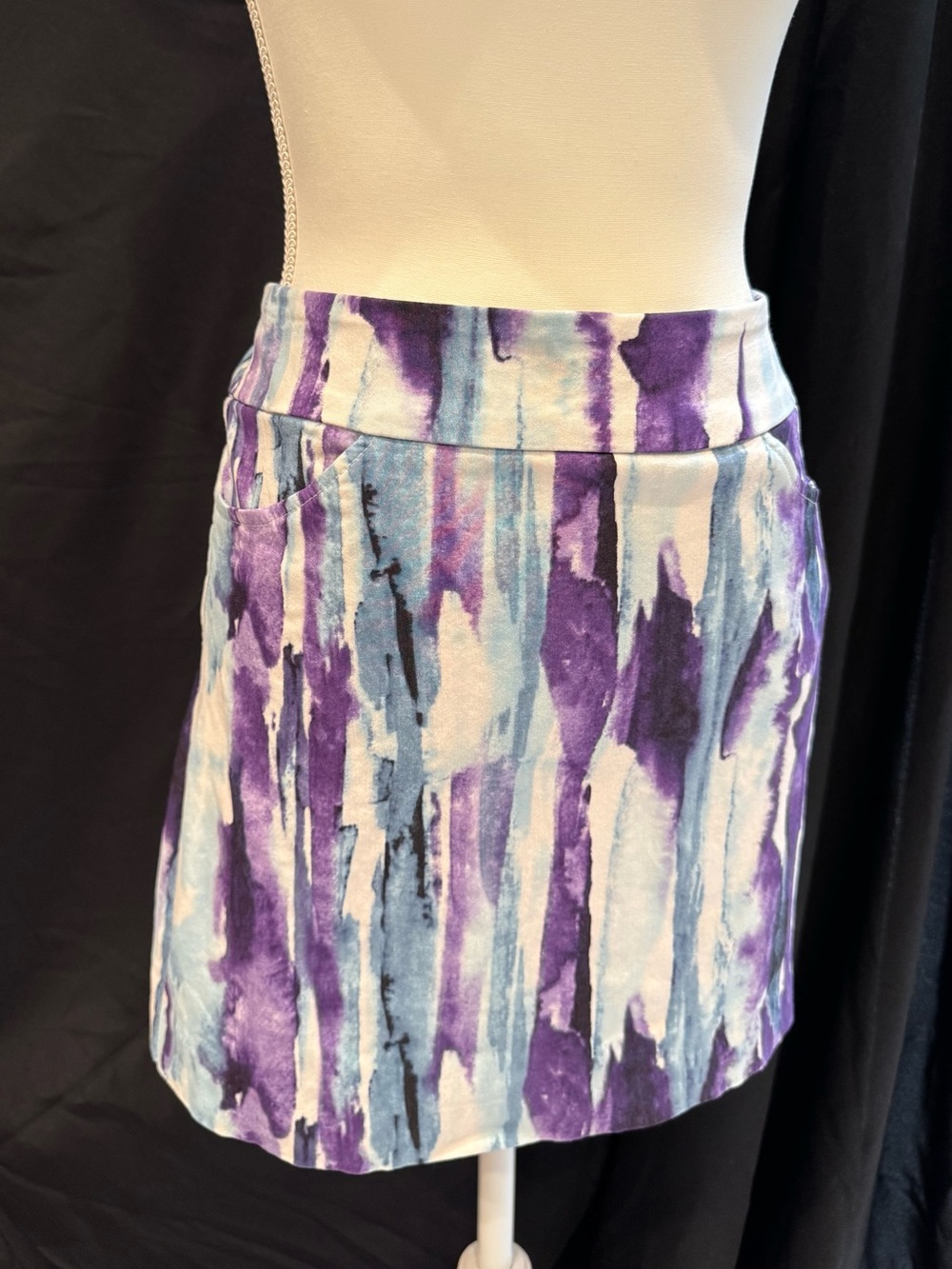 Bella Rose Watercolor Stripe Mini Skirt/Skort in Purple & Blue